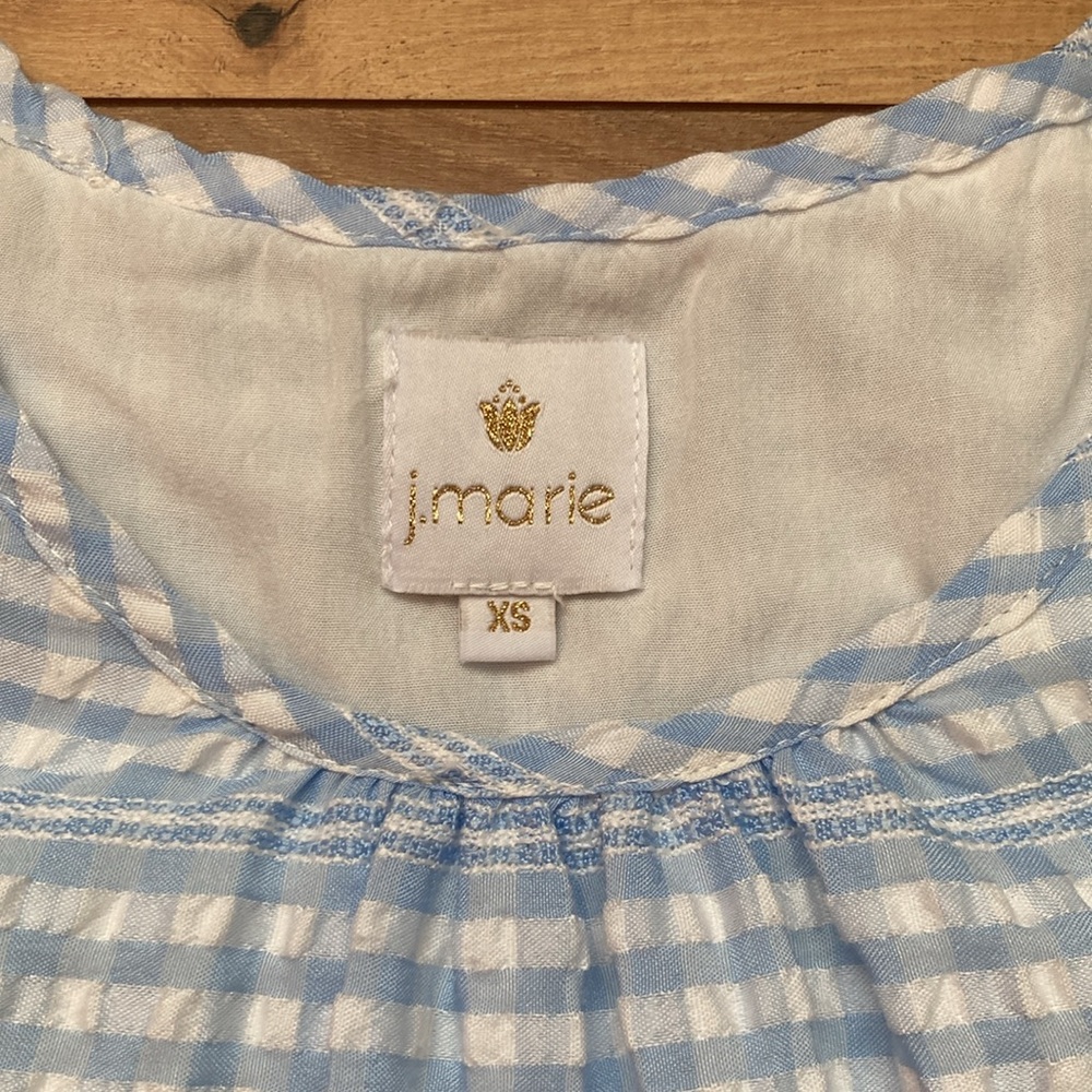 J. Marie light blue and white flutter sleeve top - Picture 2 of 6